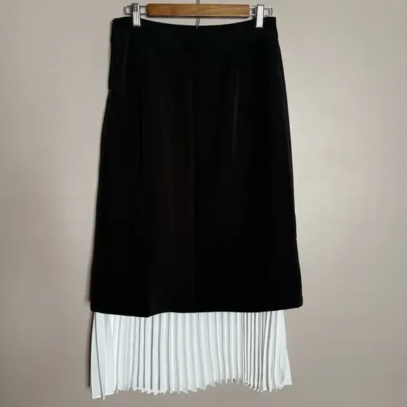 Commence Two Tone Pleated Long Skirt~Black/White~NEW w/Tags~Large - Picture 6 of 14